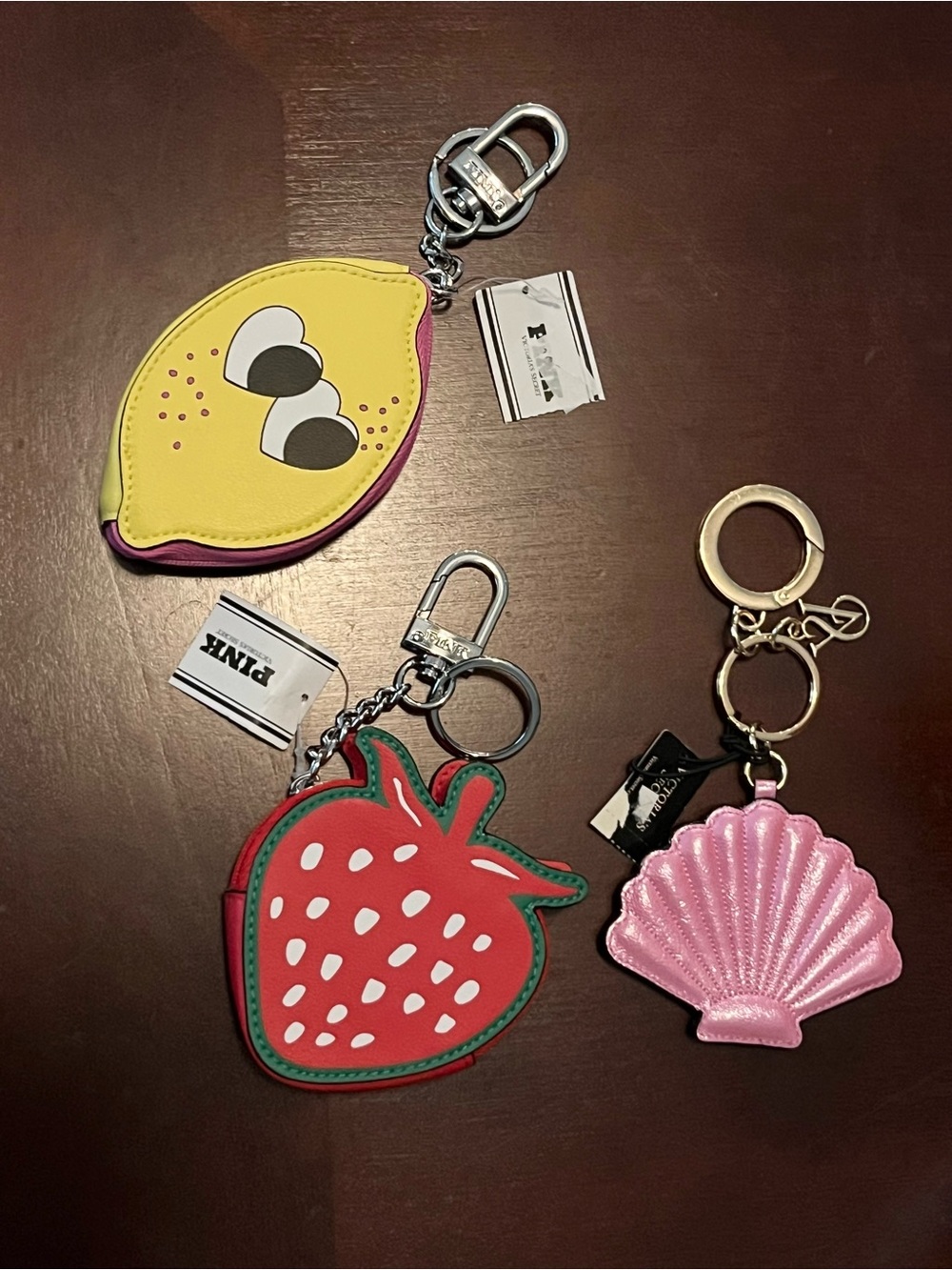 NWPINK Victoria's Secret Yellow Lemon, Red Strawberry & Pink Shell Bag CharmTrio